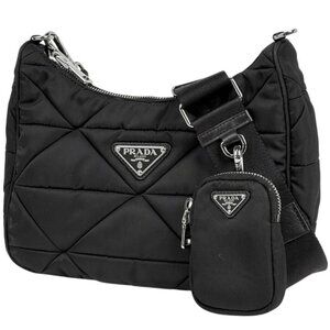 Prada Padette Re-nylon Shoulder Bag Re-nylon Logo Plate Shoulder Bag Nylon Nero